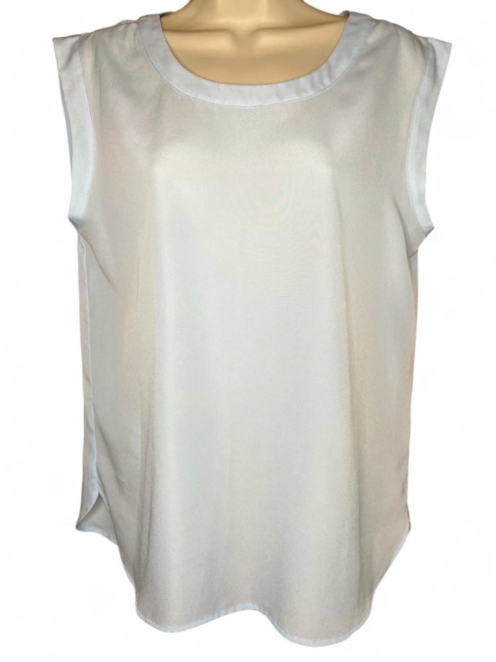 J. Crew Powder Blue Satin Trim Sleeveless Top Tank Small Minimalist Preppy